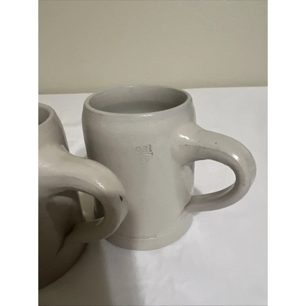 Set Of 4 Vintage Old Lufthansa Airlines 0.3L Ceramic Beer Stein Breweriana Crest